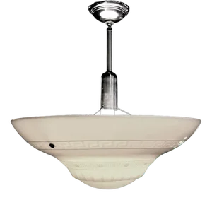 Modern Milk Glass and Chrome Streamline Modern Pendant, 1940s