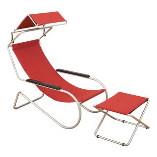 Set of Lido–Liege Chair and Ottoman from Battista and Gino Giudici, 1935 For Sale