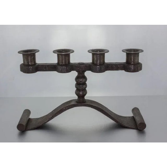 Pair of candelabra stamped on the base, Charles Piquet. The metal has natural metal patina, French, 1930s. Ref #: D1215-01...