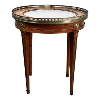 Antique French Louis XVI-Style Mahogany Marble Top Bouillotte Table C. Early 20th Century For Sale