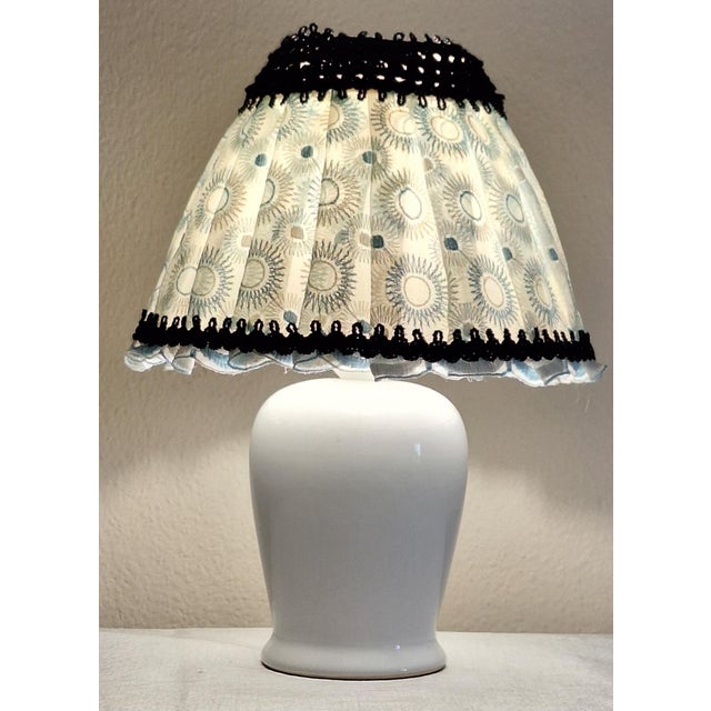 Vintage Table Lamp with White Ceramic Base and Fabric Shade by Aro, 1980s For Sale - Image 3 of 10