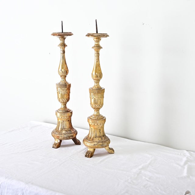 French Pair of 18th Century Gilt Candlesticks For Sale - Image 11 of 13
