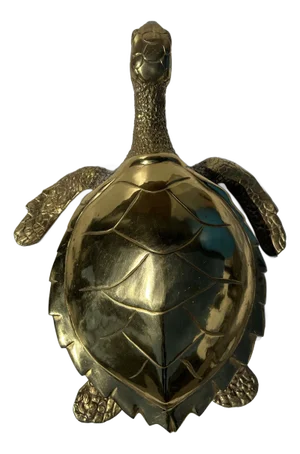 1970s Large Brass Turtle Hawksbill Sculpture Box
