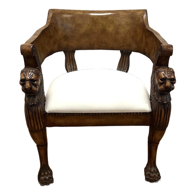 French Regency Lions Head Arm Desk Chair 1820's For Sale