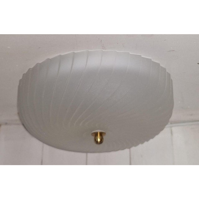 Vintage Ceiling Lamp with Frosted, Segmented Glass Shade on a Brass Mount, 1990s, in Very Good conditions. Designed 1990...