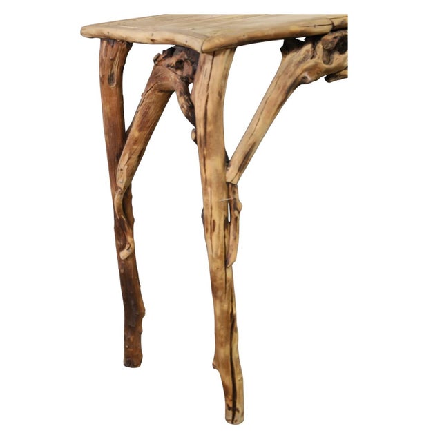 Rustic Driftwood Serpentine Console, Mid-Late 20th Century For Sale In Los Angeles - Image 6 of 7