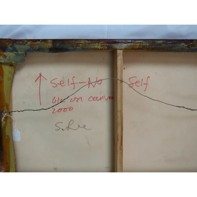 A modernist abstract painting by artist Sandra Sunnyo Lee (California 20th Century). The work is oil on canvas, titled...