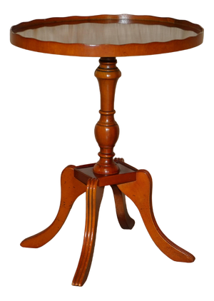 Decorative Burr Yew Wood Side Table with Gallery Rail