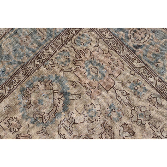 Sand Color Tabriz Style Rug With Soft Blue Border by Keivan Woven Arts 6'3 X8'11 For Sale - Image 15 of 15