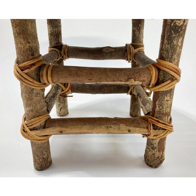Antique Adirondack Style Natural Twig Stool or Plant Stand For Sale - Image 9 of 10
