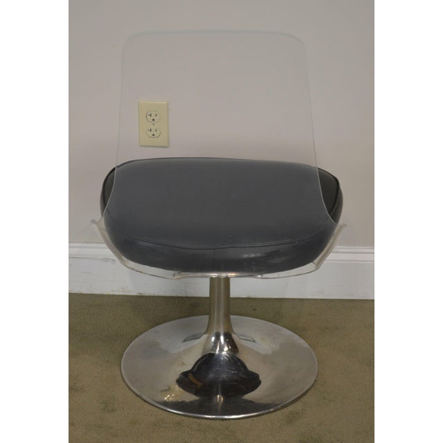 Jansko Mid Century Modern Lucite & Chrome Set 4 Swivel Dining Chairs