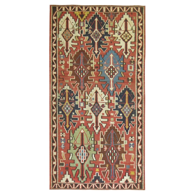 Tribal Antique Caucasian Geometric Kilim For Sale - Image 15 of 18