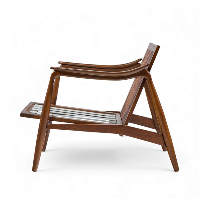 Wood Lawrence Peabody for Richardson Nemschoff Mid Century Ebonized Walnut and Cane Lounge Chairs - Pair For Sale - Image 7 of 12