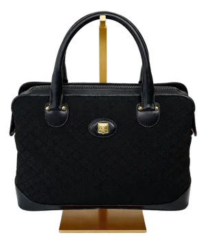 Celine Black Leather Macadam Triomphe Top Handle Bag, C. 2002