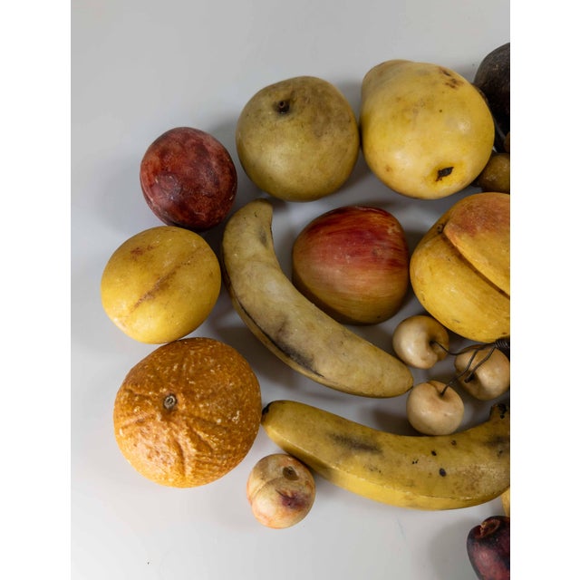 We are selling this great group of twenty pieces of carved alabaster and marble stone fruit. The fruit are mostly well...
