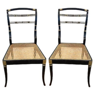 Set of Regency Style Chairs with Cane Seats, 1920s For Sale