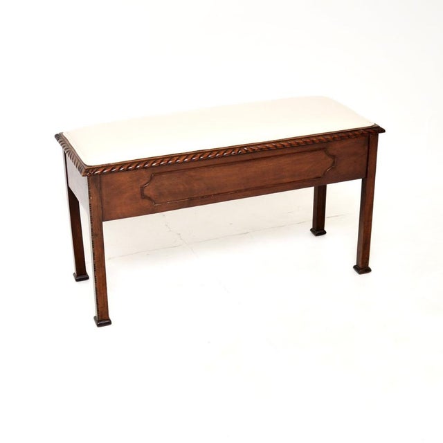 Wood Antique Edwardian Mahogany Duet Piano Bench, 1900s For Sale - Image 7 of 12