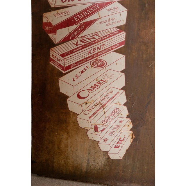 Metal Antique Hand-Painted Buy the Carton Sign For Sale - Image 7 of 8