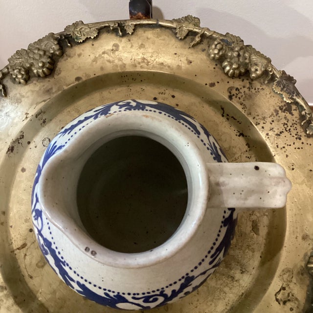 Ceramic 19th Century Handmade & Hand-Painted Glazed Terracotta Pitcher For Sale - Image 7 of 13