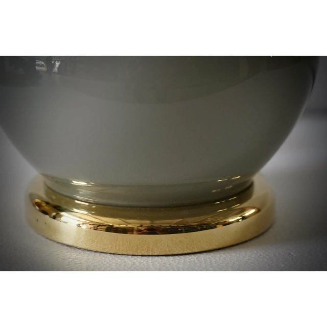 1970s Blown Gray Glass and Brass Murano Table Lamp in style of Vistosi, 1970s For Sale - Image 5 of 10