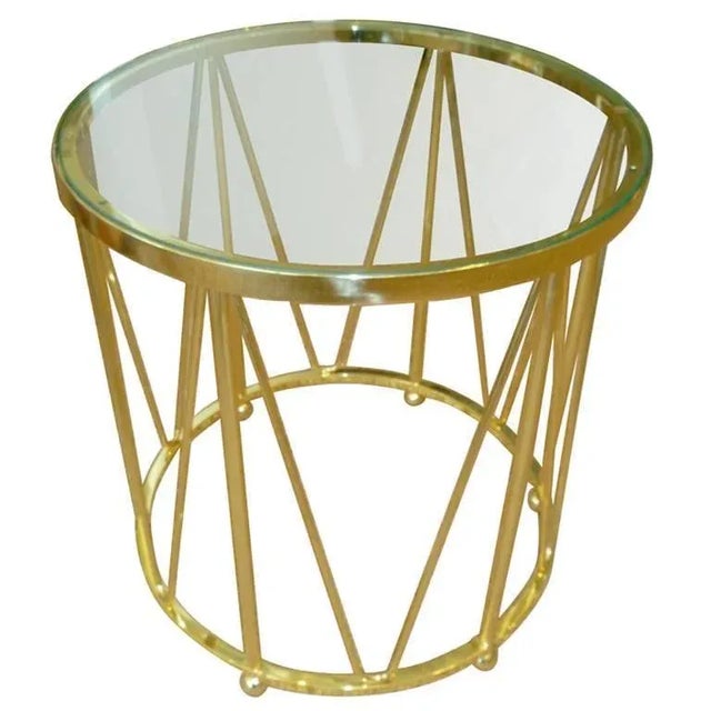 Vintage Brass End or Side Drum Table 70's For Sale In Miami - Image 6 of 6