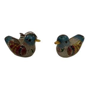 Pair of Late 19th Century Plique a Jour Birds