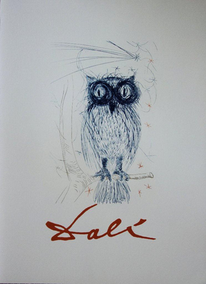 Salvador Dali, La Chouette Bleue, Lithograph