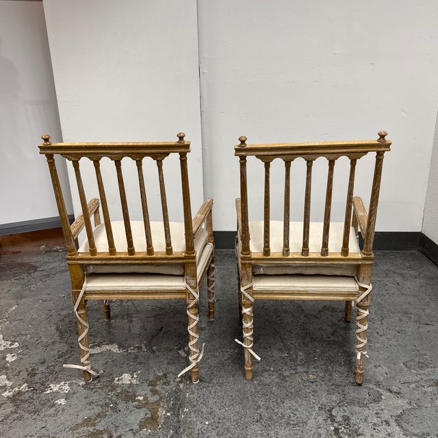 2020s Matthew Izzo Collection Barnaby French Country Pine Wood Armchairs, Pair For Sale - Image 5 of 12