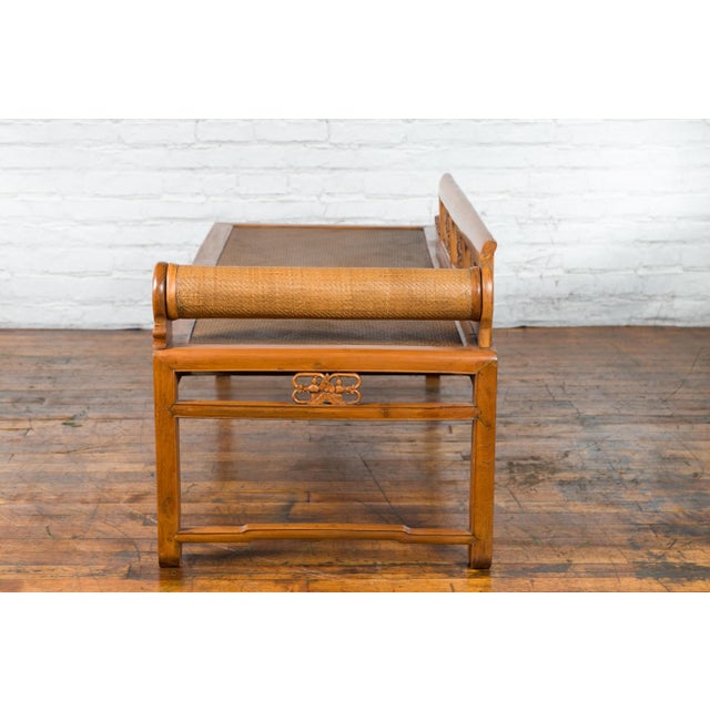 Qing Dynasty 19th Century Lady's Opium Rattan Seat Daybed with Pillow For Sale In New York - Image 6 of 12