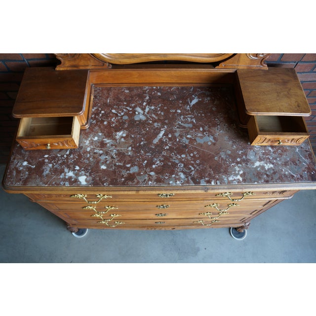 Wood Antique French Rococo Chest of Drawers With Mirror For Sale - Image 7 of 8