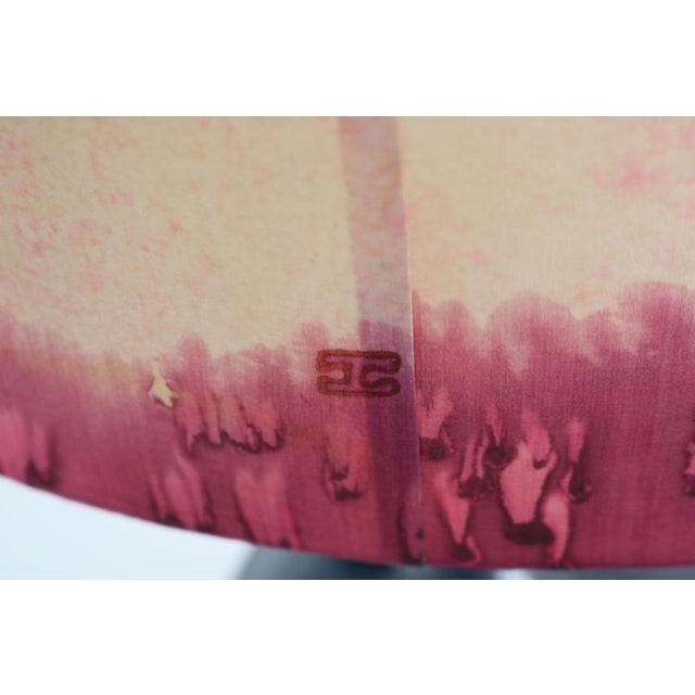 Table Lamp with Black Ceramic Base and a Silk Lampshade, 1970s For Sale - Image 14 of 16