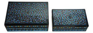 Blue Nesting Boxes in Lacquered Wood, France, 1970s, Set of 2