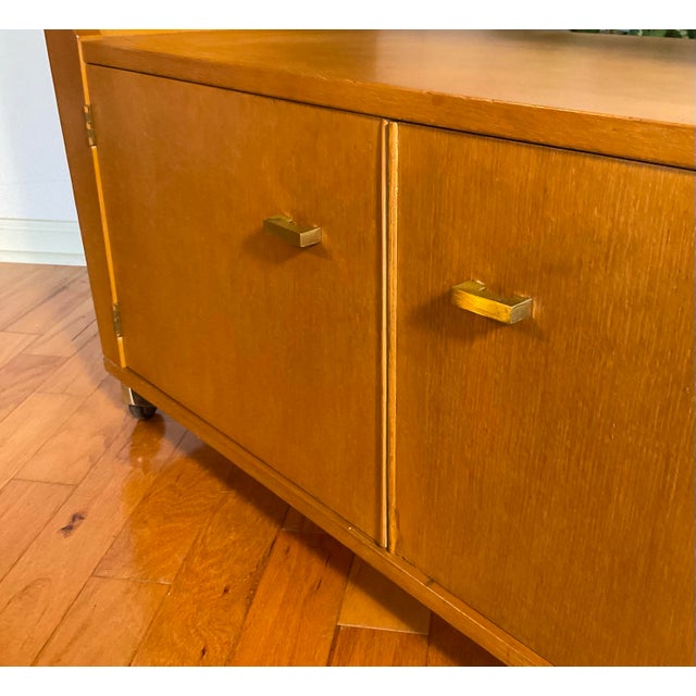 Vintage 1950s Rolling Buffet Bar Cart Server Oak Drop Leaves For Sale - Image 9 of 12