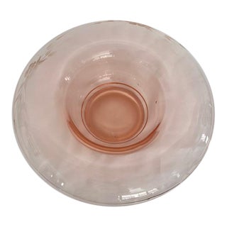 1930s Etched Pink Depression Glass Console Bowl For Sale