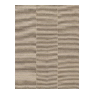 Rug & Kilim’s Contemporary Kilim With Textural Beige and Gray Stripes For Sale