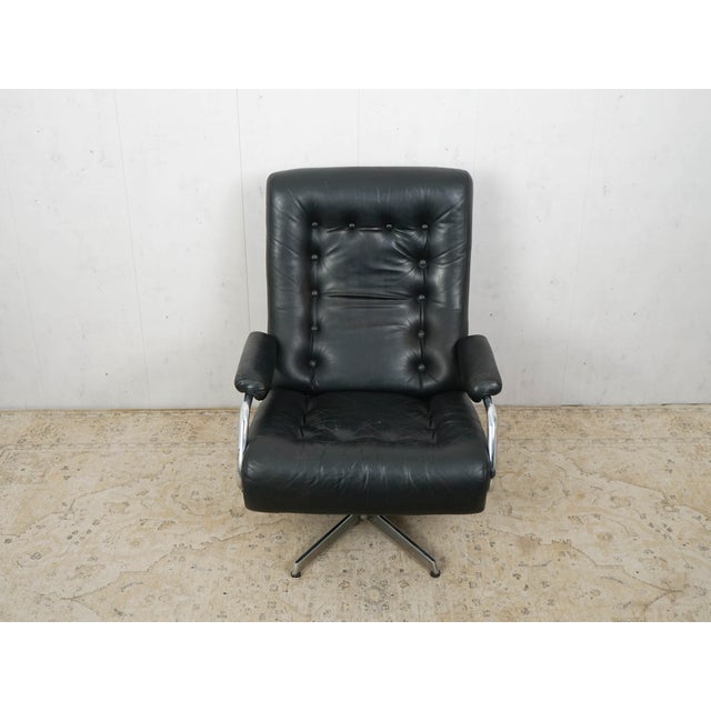 Mid-Century Leather and Chrome Lounge Chair, 1960s For Sale - Image 6 of 7