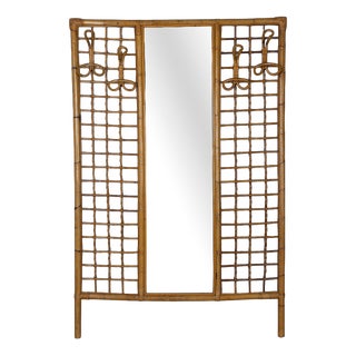 Vintage Italian Bamboo Wall Coat Rack, 1960s For Sale