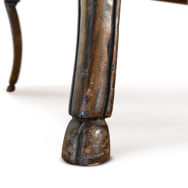 French Provincial 1990s Solid Wood Parquet Dining Table With Cabriole Legs & Hoof Feet – 3 Leaves For Sale - Image 3 of 17