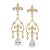 Fleur De Lis Chandelier Earrings Studs With Pear Moissanites in Silver, Gold, A Pair For Sale