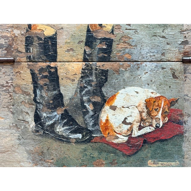 Folk Art Folk Art Equestrian Decor Boot Shine Box/Stool For Sale - Image 3 of 12
