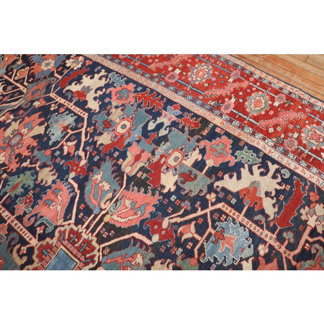 Antique Zabihi Collection Persian Serapi Carpet For Sale - Image 4 of 12