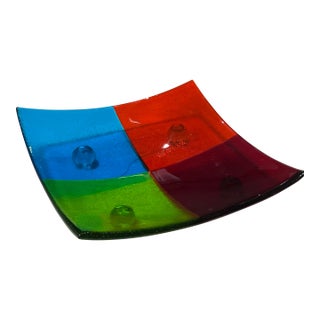 1980s Fused Glass Tray in Style of Andrew Galvin For Sale