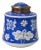 Oriental Handmade Blue White Porcelain Metal Lid Container Urn For Sale
