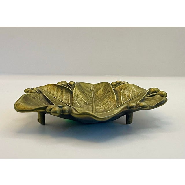 Vintage Leaf Shaped Brass Dish For Sale - Image 4 of 6