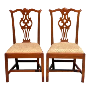 Antique Chippendale Mahogany Chairs - a Pair