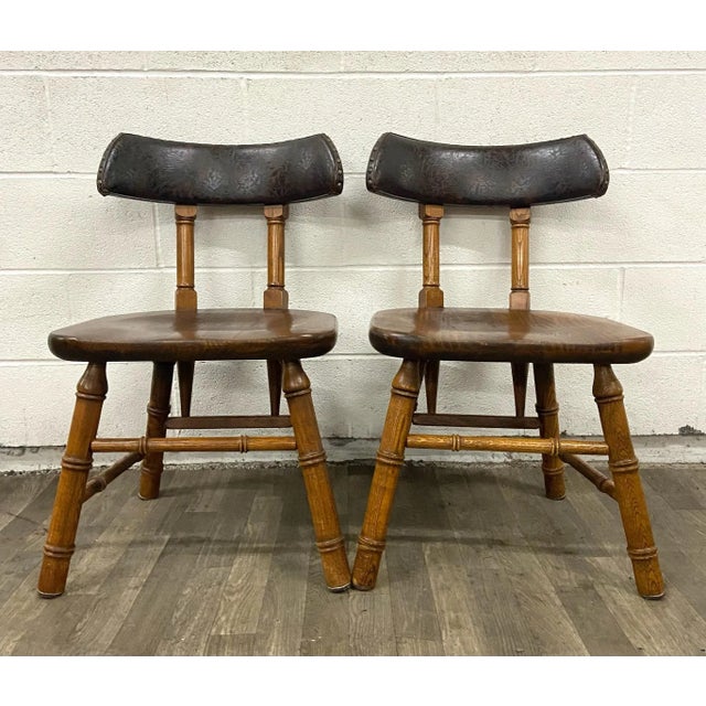 This is a beautiful pair of vintage curved back pub chairs made by Young Hinkle Corporation and distributed by Dixie...
