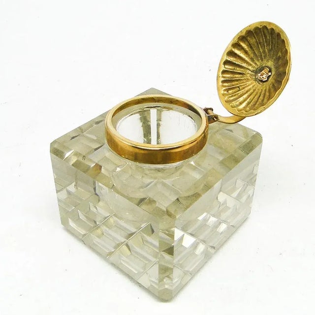 Art Deco Crystal Inkwell, Sweden, Early 1900s For Sale - Image 6 of 7