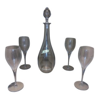 1980s Baccarat Dom Perignon Wine Decanter & Glasses Set- 6 Pieces For Sale