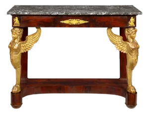 Fine French Empire Mahogany Gilt Figural Sphinx Pier Console Table C. 1815