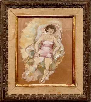 Jules Pascin, Gouache Painting Jules Pascin Hand Signed Woman in Boudoir German Expressionism, c.1930's